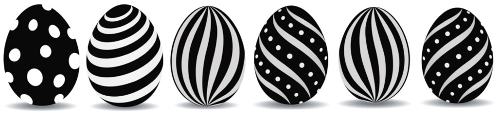Easter Egg Icon Black | Painted Eggs Illustration | Happy Easter Hunt Symbol | Holiday Logo | April Spring Sign | Isolated | Variations