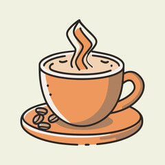Cute Cappuccino simple minimalism flat color vector art illustration