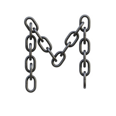Obraz premium Metal Chain 3D Alphabet PNG Letters 