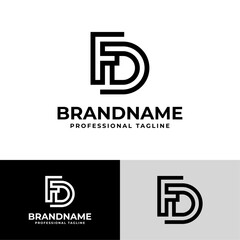 Modern Initials FD Logo, suitable for business with FD or DF initials