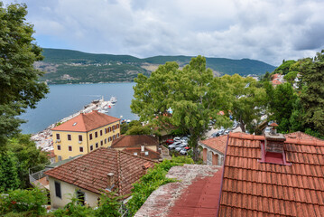 Herceg Novi, Montenegro - August 06, 2023: Old town in Herceg Novi, Montenegro.
