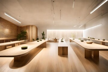 A tranquil wellness center with minimalist design and holistic services