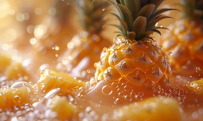 Foto op Canvas Taste of the Islands: Realistic Pineapple Juice, Bursting with Flavor © verticalia
