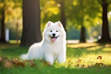 white dog in the park