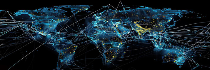 A network of interconnected nodes spanning the globe, symbolizing the seamless flow of information and ideas across borders and cultures. 