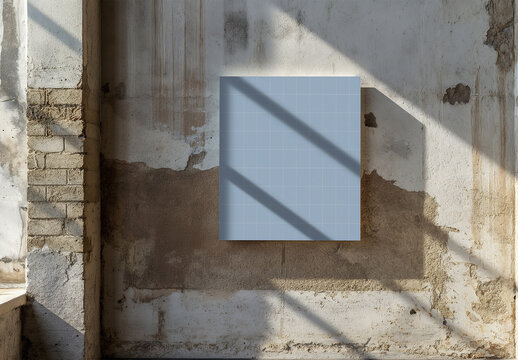 Mockup Picture Frame On The Aged Industrial Wall, Generative ai