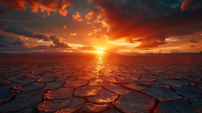 A cracked earth landscape a stark metaphor for drought and the dire consequences of global warming