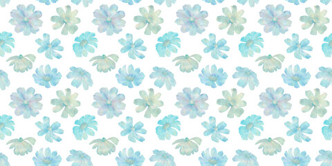 watercolor flowers, seamless pattern, abstract background of multi-colored flowers, for printing wallpaper, wrapping paper, cards