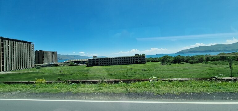 ruins of former russian recreational objects hotels and resorts in armenia lake sevan