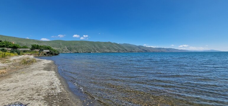 lake sevan armenia and wavy water surface	
