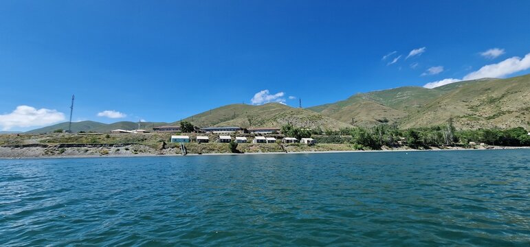 lake sevan armenia and wavy water surface	