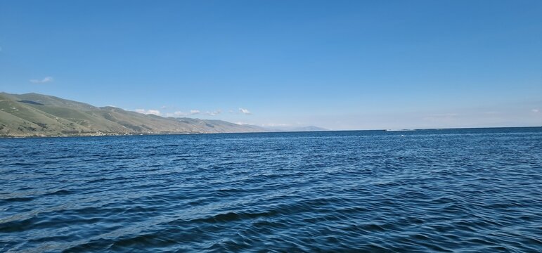 lake sevan armenia and wavy water surface	