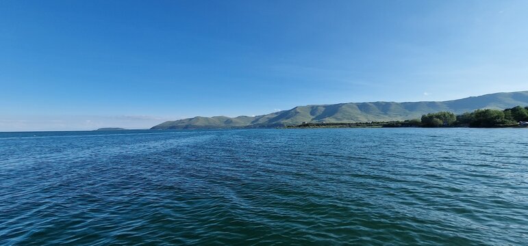 lake sevan armenia and wavy water surface	
