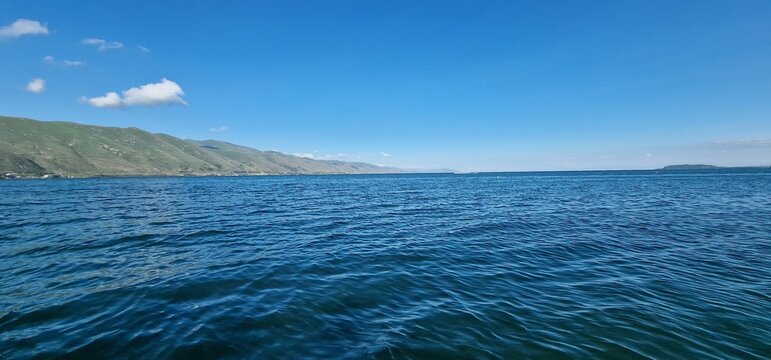 lake sevan armenia and wavy water surface	