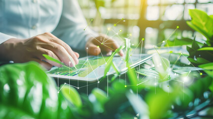 data evaluation of the sustainability of a company, created with generative AI technology