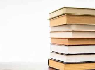 Stack on books isolated on white background with copy space.