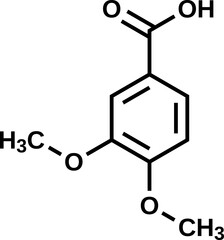 Veratric acid structural formula, vector illustration