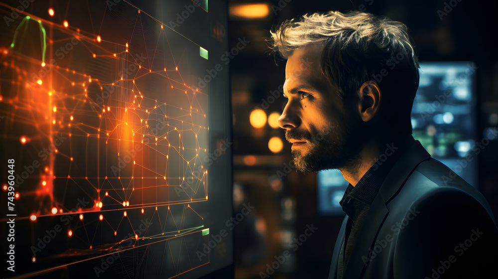 Poster trader on pc in stock