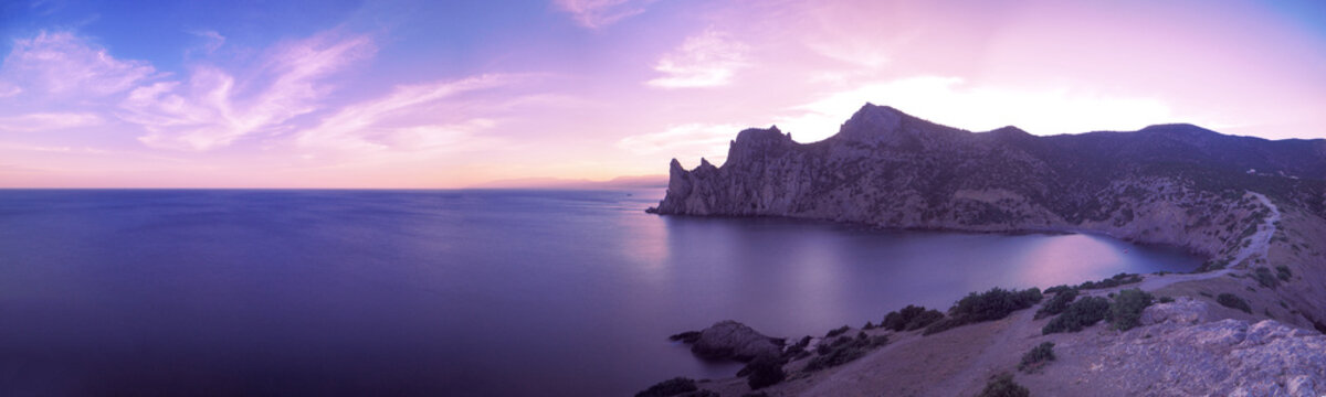 Beautiful landscape seacost with rocks at the sunny day new world