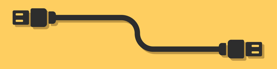 Usb connector trend icon vector. USB wire on an orange background vector. USB logo concept. Vector illustration.