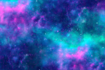 Vibrant Cosmic Nebula Background with Glittering Stars Abstract Space, Astronomy and Fantasy Concept