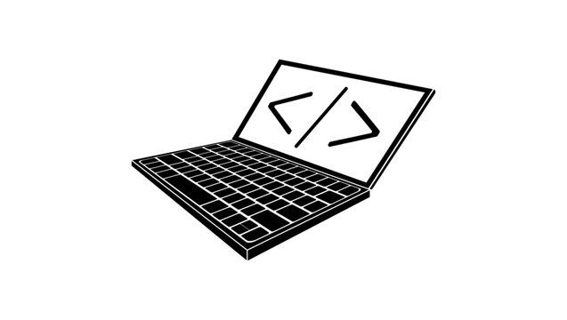 Programming and web development emblem, black isolate silhouette 
