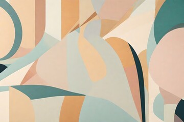 Zoomed-in on the texture of a retro-inspired wallpaper with abstract shapes and pastel colors.