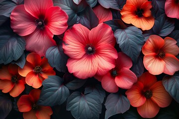 Floral wallpaper bold contrast and beautiful texture, background. AI generated, human enhanced