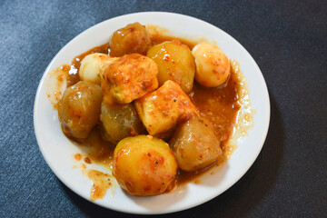 siomay,indonesian traditional food, steamed fish dumpling with peanut sauce