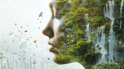 Nature in the form of a woman, representing the great importance of nature for mankind, created with generative AI technology