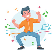 vector character of a man dancing and singing flat style 1