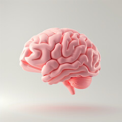 Brain 3D isolated illustration, cartoon icon on white background