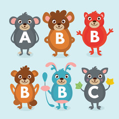 2d vector illustration for  learning cartoon character design for letters of the English language
