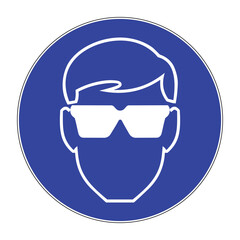 Protective safety eye protection must be worn, mandatory sign, vector illustration