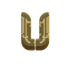Futuristic Gold 3D Alphabet PNG Letters
