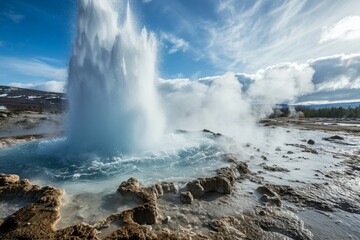 G&eacute;iser azul disparando agua y vapor
