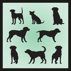 Lucy dog silhouette set Clipart on a hex color background