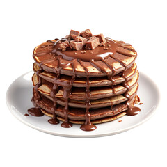 Chocolate pancakes with chocolate sauce isolated on transparent background Remove png, Clipping Path, pen tool