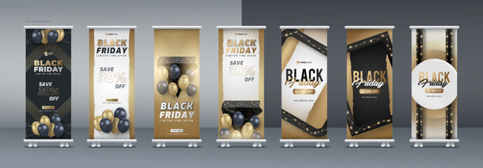 Black friday sale roll up banner, pull up banner, or x banner print template