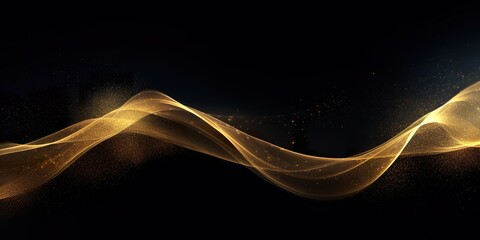minimalistic design Abstract Gold Waves. Shiny golden moving lines design element with glitter...