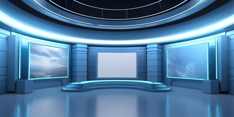 minimalistic design 3d virtual news studio