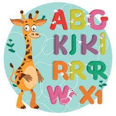 Naklejka premium 2d vector illustration for learning cartoon character design for letters of the English language 