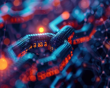 Quantum computing portrayed as a series of interconnected overlapping patterns