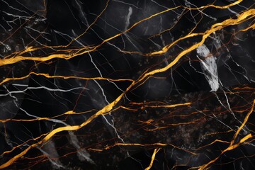 Elegant black marble background with luxury style lines and gold accents for abstract texture design