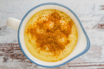 Delicious Cup of Boza, a Traditional Turkish Fermented Drink, Rich in Nutrients and Carbohydrates