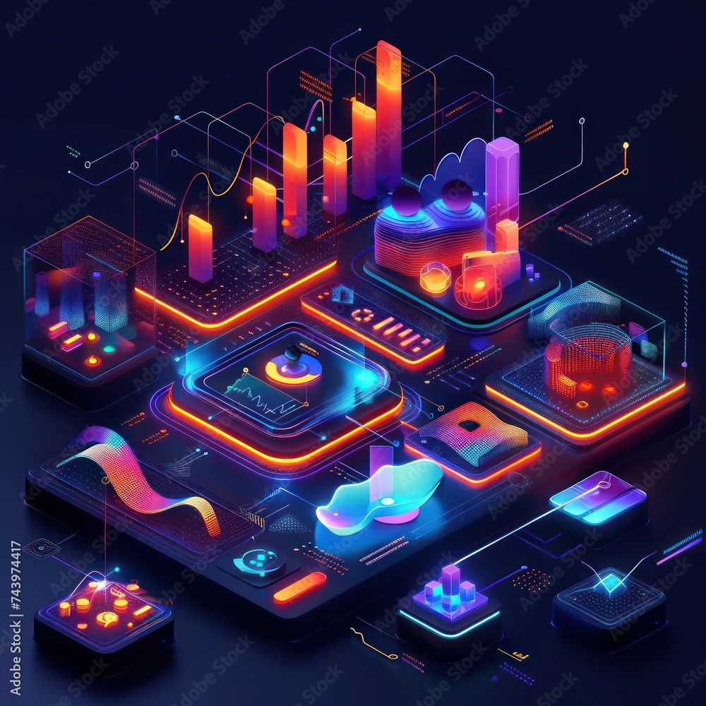 Aufkleber design a futuristic visualization of a chart forecasting future growth