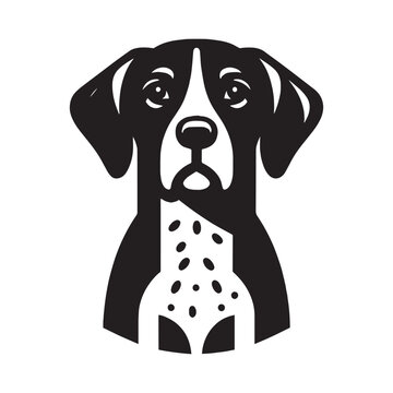 German Shorthaired Pointer.  Kurzhaar. Hunting dog. Simple black vector logo, icon