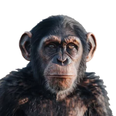 Foto op Plexiglas anti-reflex A monkey facing camera on a transparent background. PNG format, This PNG file, with an isolated cutout object on a transparent background. © Adnan Bukhari