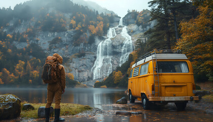 Camper on its Way to Destination for Relaxation and Enjoyment in Nature
