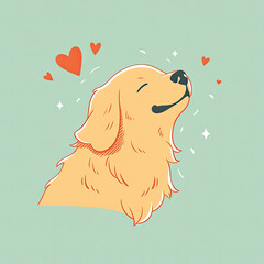 AI Generative of minimal and abstract illustration drawing. Lofi cute and whimsical golden retriever dog. Anime style with pastel color palette.
